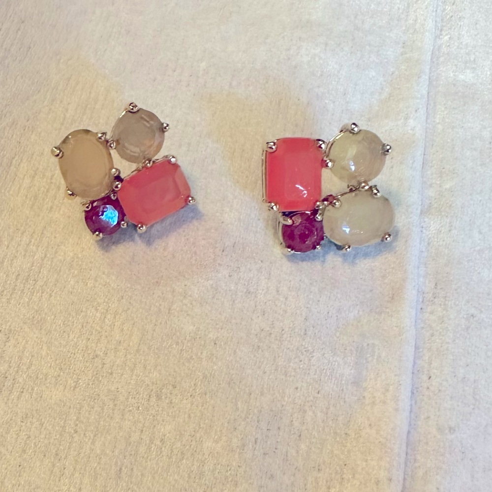 Pink and white crystal kate spade earrings